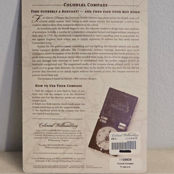 T. Whitney PHILAD 2003 Wooden Scaled Replica of Williamsburg Compass NIB - Picture 6 of 8